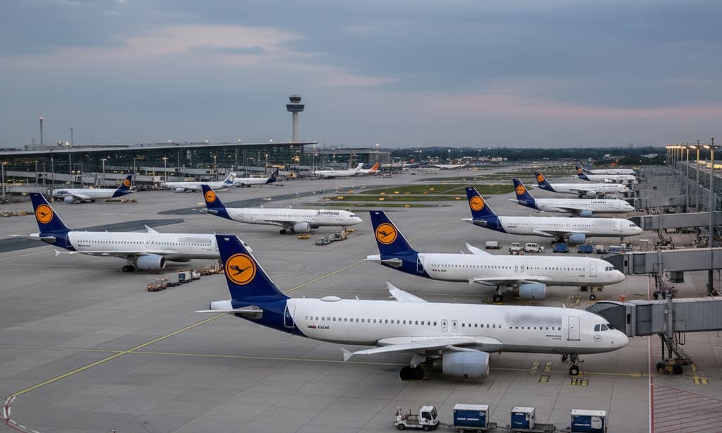 Lufthansa-Maschinen auf dem Flughafen Frankfurt