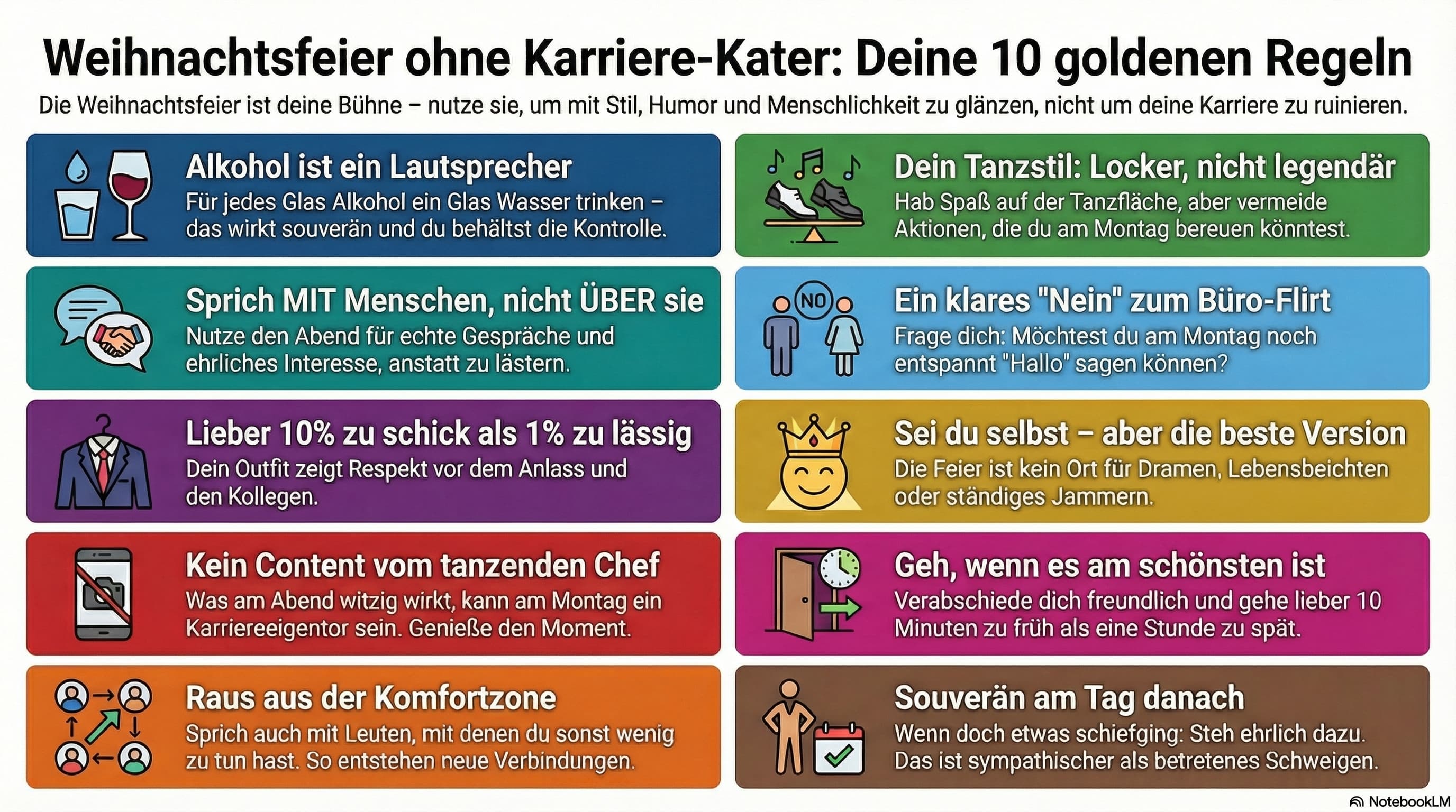 10 goldene Regeln für die Weihnachtsfeier