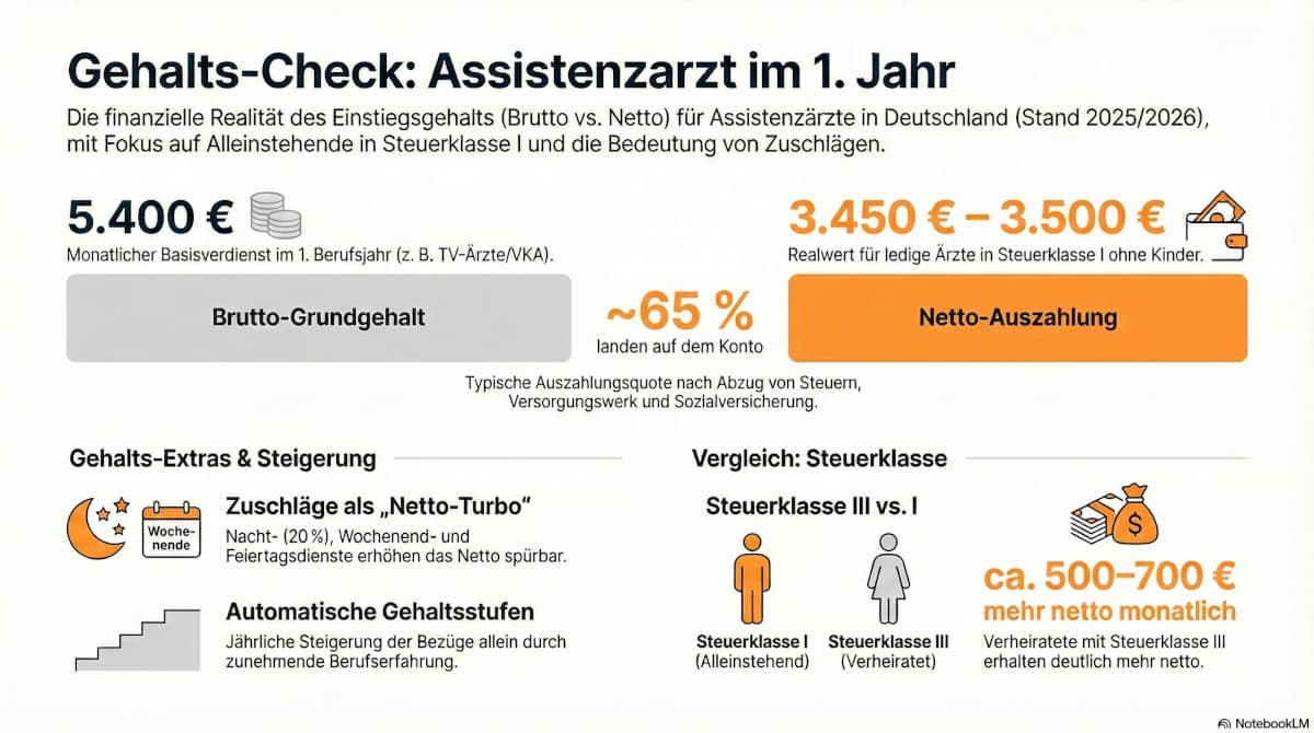 Infografik Nettogehalt Assistenzarzt